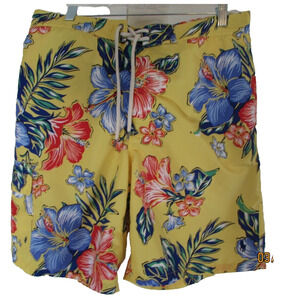 POLO RALPH LAUREN MEN'S SWIM SHORTS TRUNKS SIZE L HAWAIIAN FLORAL ALOHA PONY